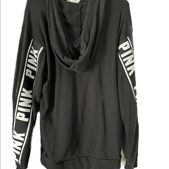VS PINK Hooded Quarter Zip Black Size Medium - Picture 2 of 4
